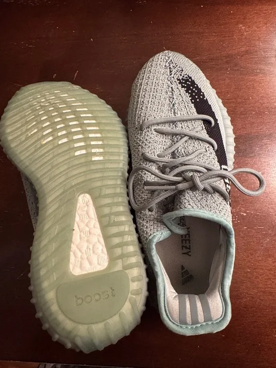 Light Mint & Black Yeezy Sneakers with Black Side Stripe - Picture 4 of 5